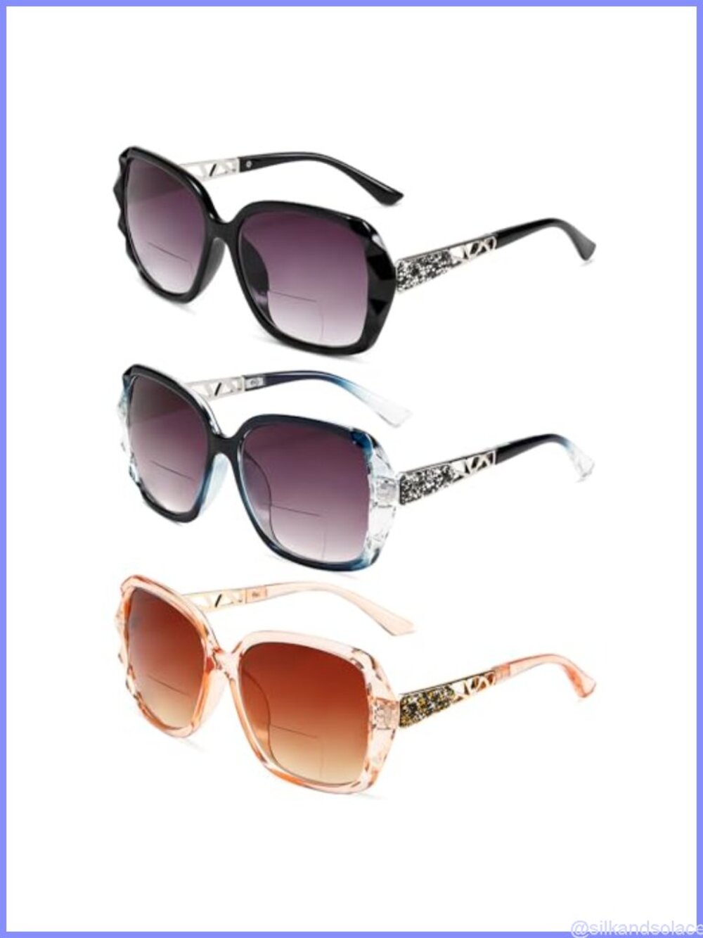 Oversized Bifocal Sunglasses for Women UV400 Reading Sun Readers 3 Pack